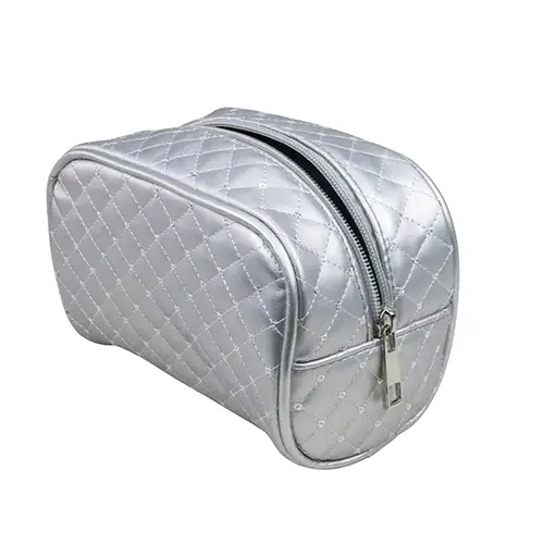 Factory Large Custom Travel Makeup Organizer Case Silver Hanging Cosmetic Bag